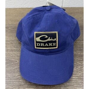 Drake Waterfowl Embroidered Logo Cotton Hat Cap Blue‎ Metal Buckle & Tuck Close